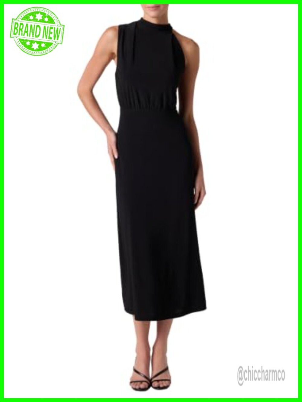 Mock Neck Sleeveless Midi Dress Bow Back Keyhole Party